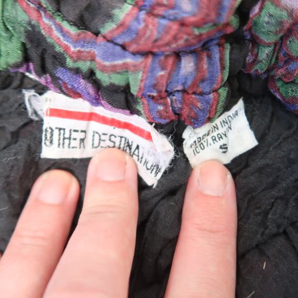 Vintage 90s Other Destination black and purple floral midi peasant skirt S - Picture 4 of 4